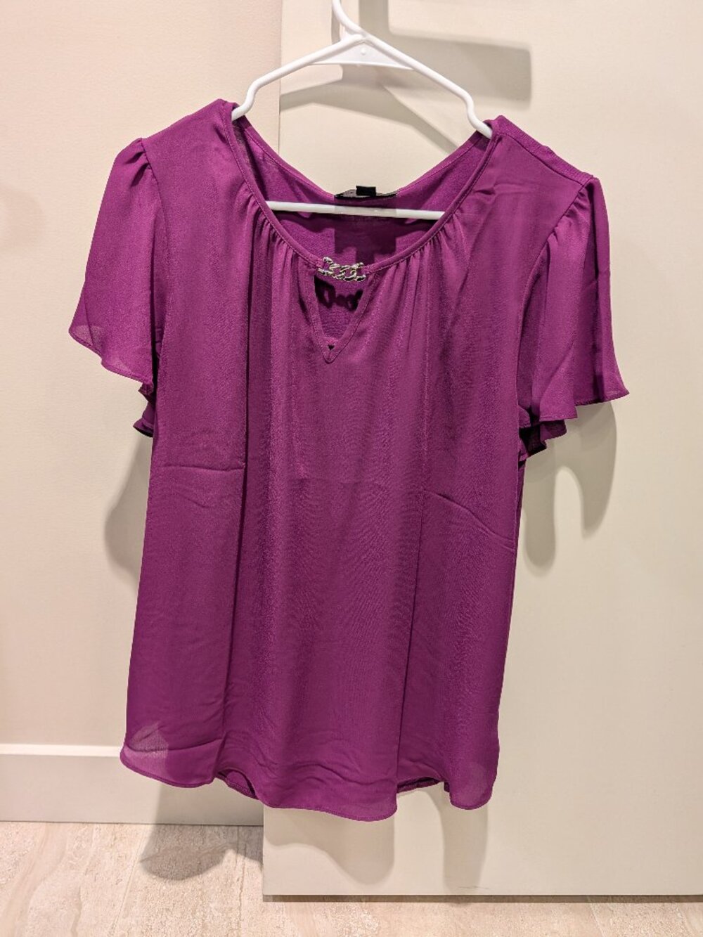 Fortune and Ivy purple shirt with silver accent.